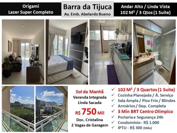 Apto Barra da Tijuca Curicica Origami 102M²
