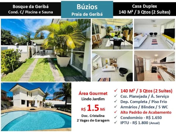 Casa Búzios Bosque da Geribá 140M² 2