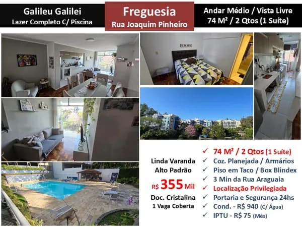 Apto JPA Freguesia Joaquim Pinheiro Galileu Galilei 74M²