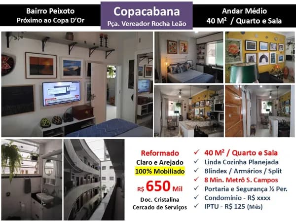 Apto Copacabana Bairro Peixoto Rocha Leão 40M²