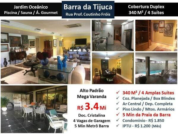 Apto Barra da Tijuca JO Coutinho Fróis 340M²