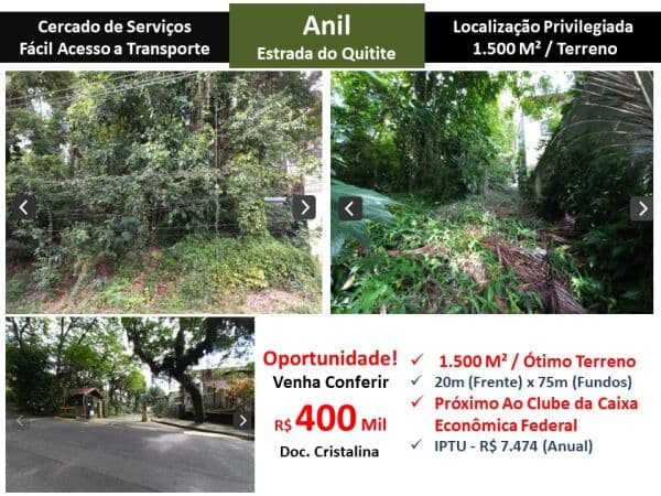 Terreno JPA Anil Estrada do Quitite 1500M²
