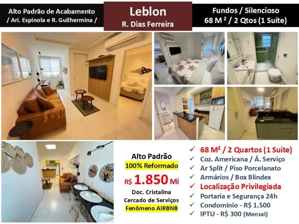 Apto Leblon Dias Ferreira 68M²