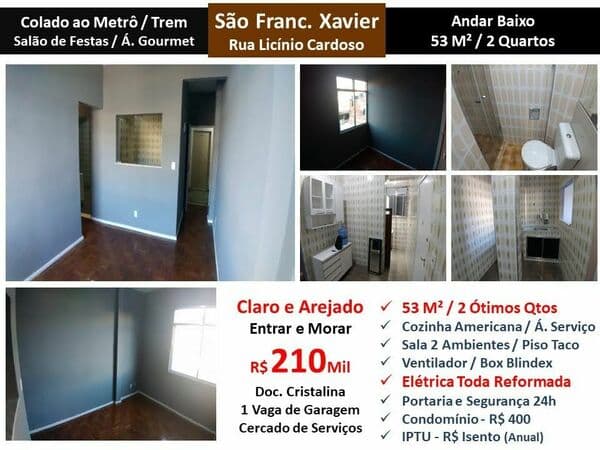 Apto São Francisco Xavier Licínio Cardoso 53M²