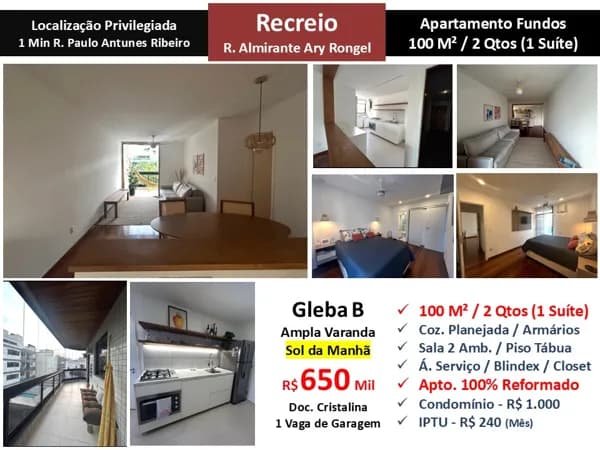 Apto Recreio Gleba B Almirante Ary Rongel 100M²