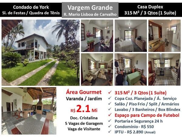 Casa Vargem Grande Condado de York 315M²