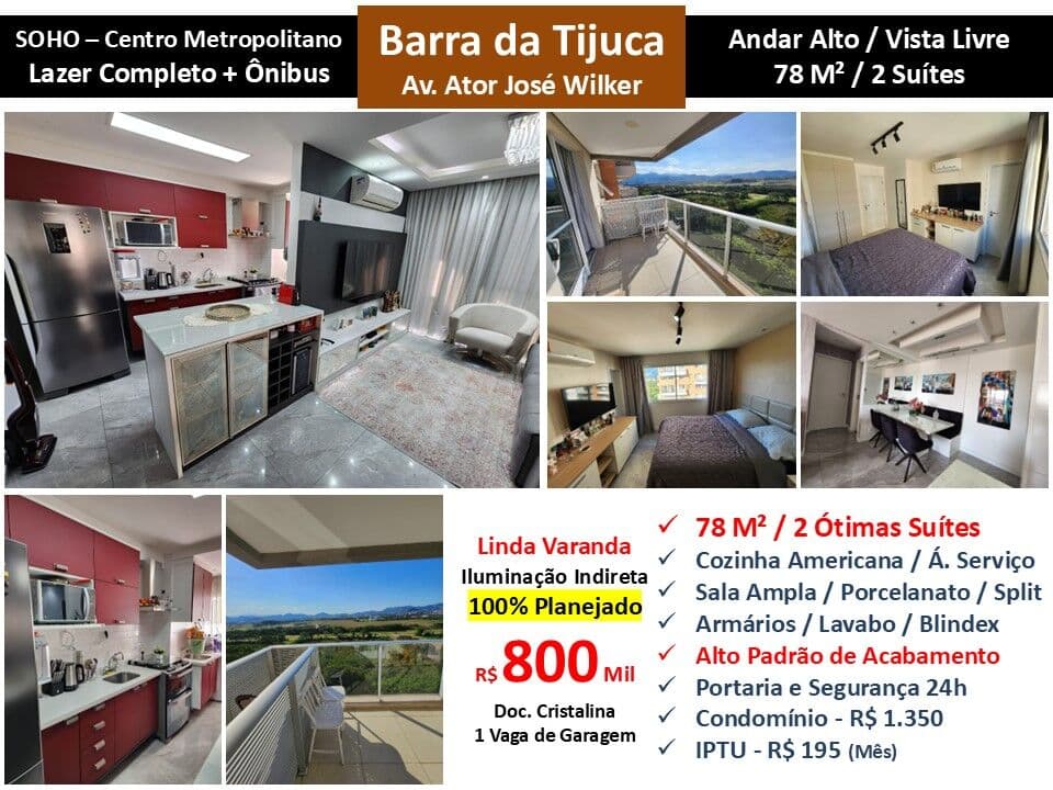 Apto Barra da Tijuca Centro Metropolitano Soho 78M² 2