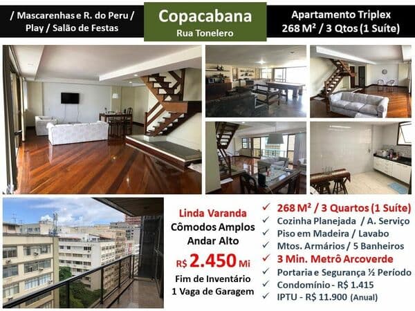 Apto Copacabana Tonelero 268M²