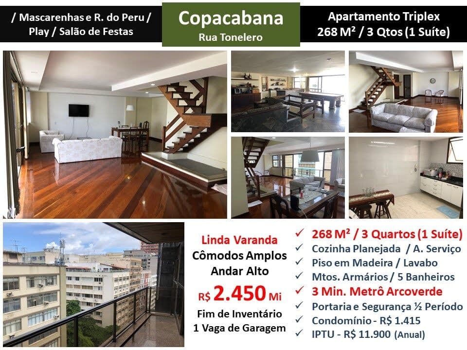 Apto Copacabana Tonelero 268M²