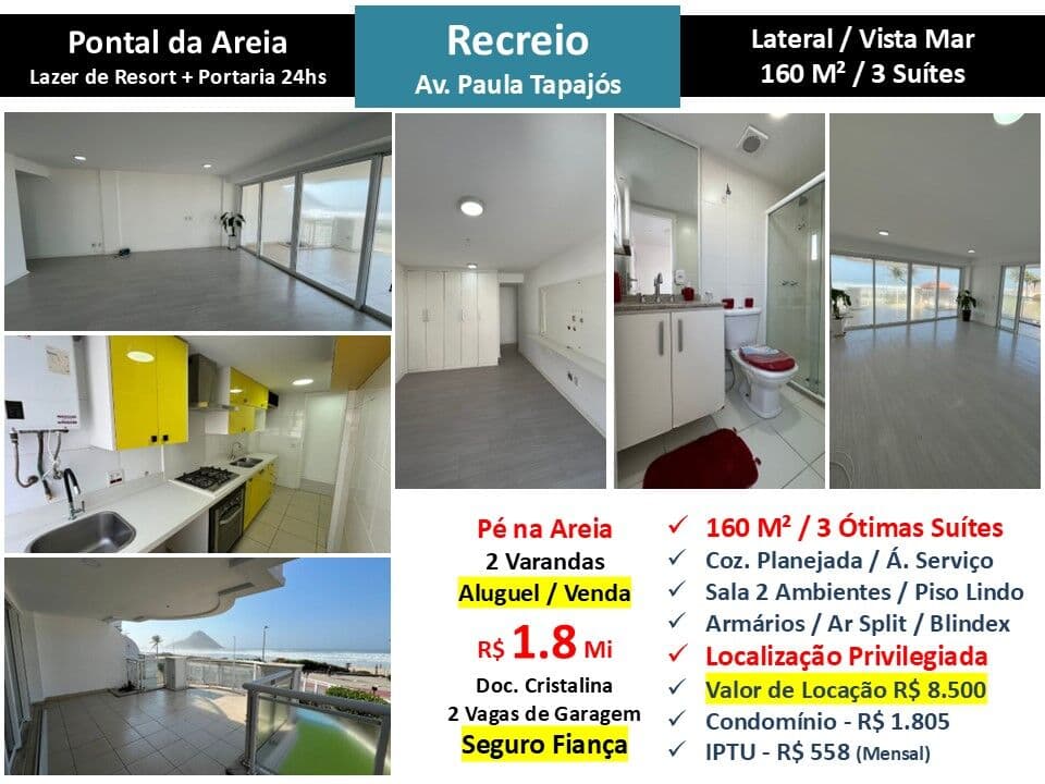 Apto Recreio Praia Pontal da Areia 160M²