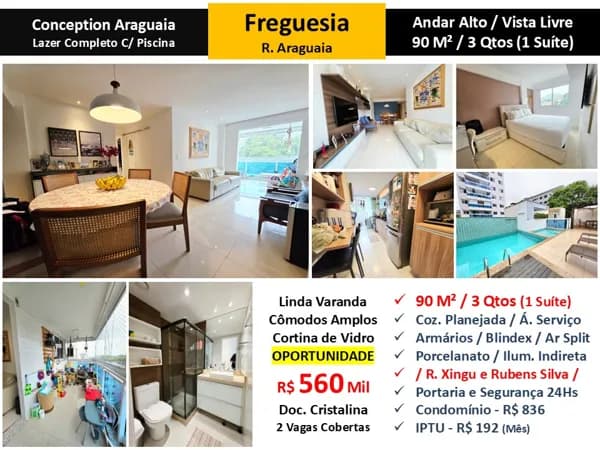 Apto JPA Freguesia Araguaia Conception 90M²