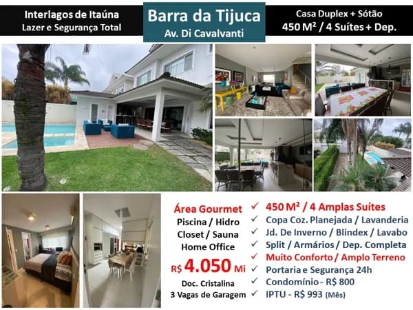 Casa Barra da Tijuca Interlagos de Itaúna 450M²