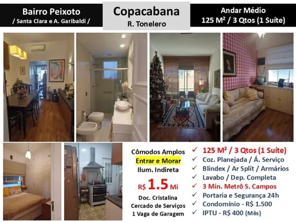 Apto Copacabana Tonelero 125M² 2