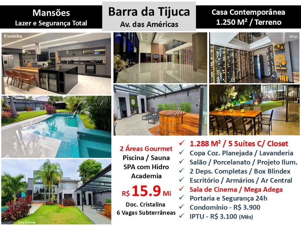 Casa Barra da Tijuca Mansões 1288M²