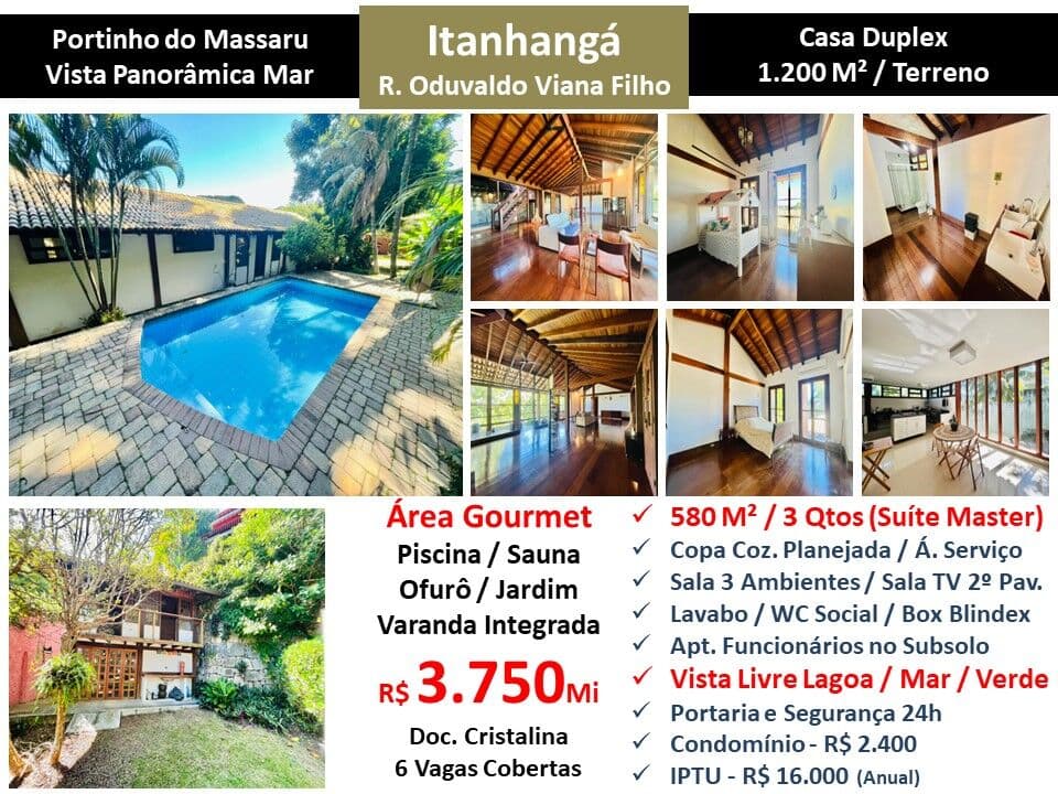 Casa Barra da Tijuca Itanhangá Portinho de Massaru 580M²