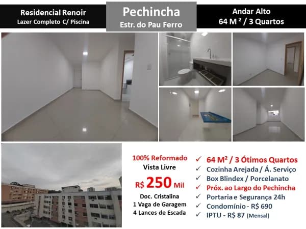 Apto JPA Pechincha Renoir 64M² 2