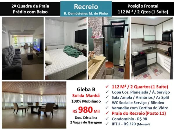 Apto Recreio Gleba B Praia Madureira Pinho 112M²