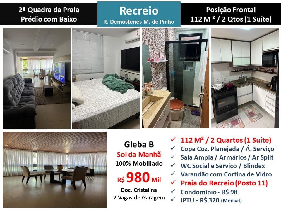 Apto Recreio Gleba B Praia Madureira Pinho 112M²