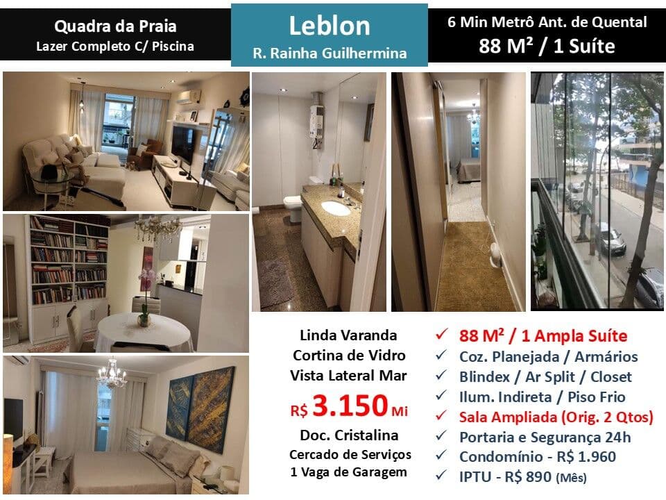 Apto Leblon Rainha Guilhermina 88M²