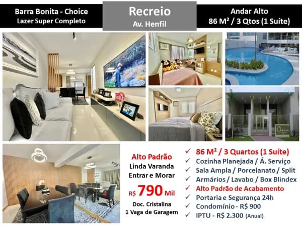 Apto Recreio Barra Bonita Choice 86M² 2