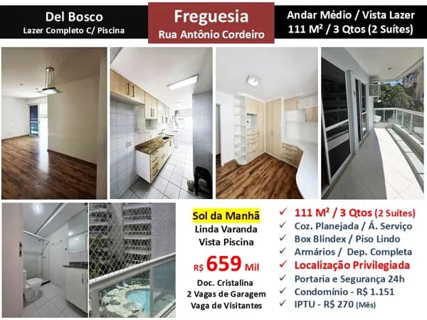Apto JPA Freguesia Del Bosco 111M²