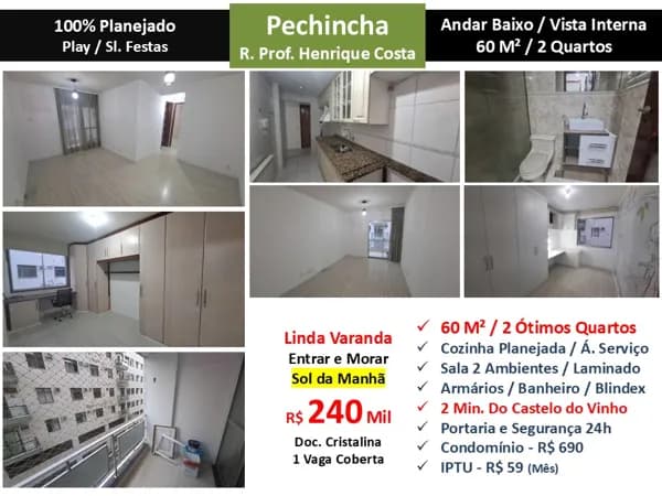 Apto JPA Pechincha Henrique Costa 60M²