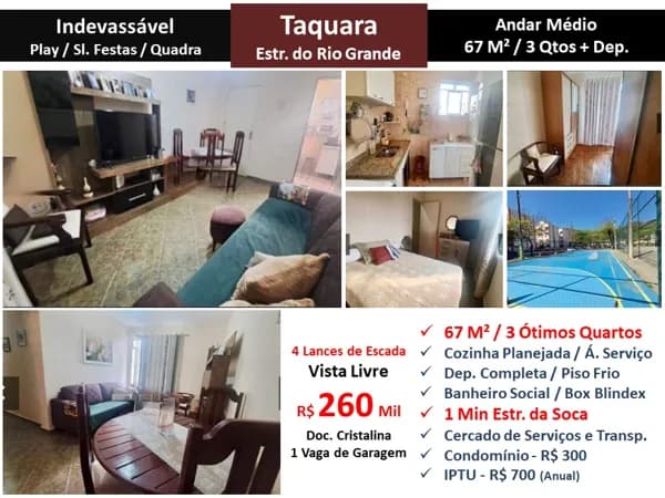 Apto JPA Taquara Rio Grande 67M²