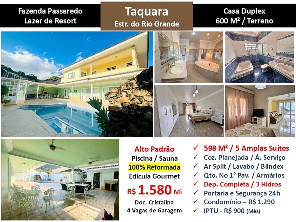 Casa JPA Taquara Fazenda Passaredo 598M²