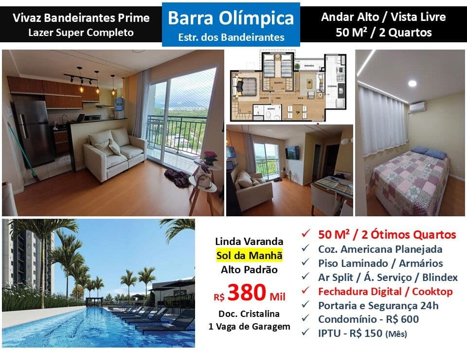 Apto Barra Olímpica Vivaz Bandeirantes Prime 50M²