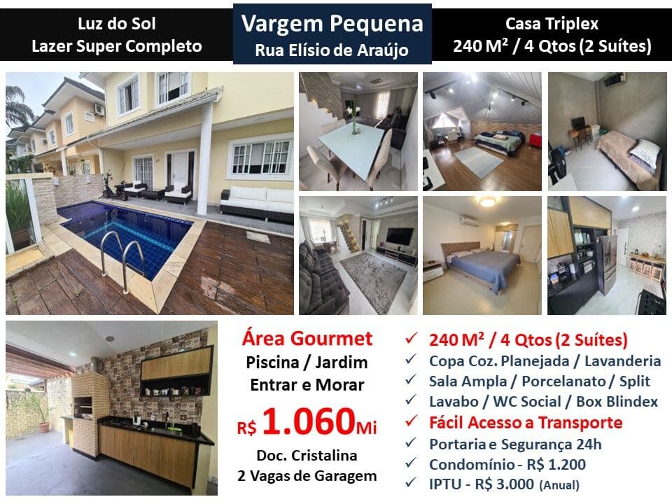 Casa Vargem Pequena Luz do Sol 240M²