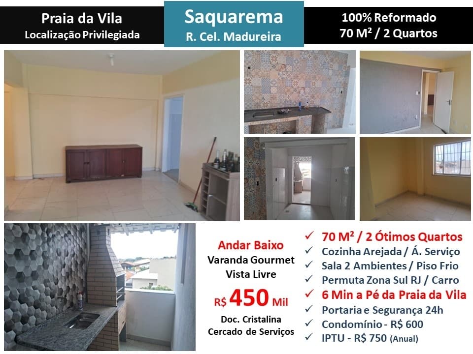 Apto Saquarema Praia da Vila Cel. Madureira 70M²