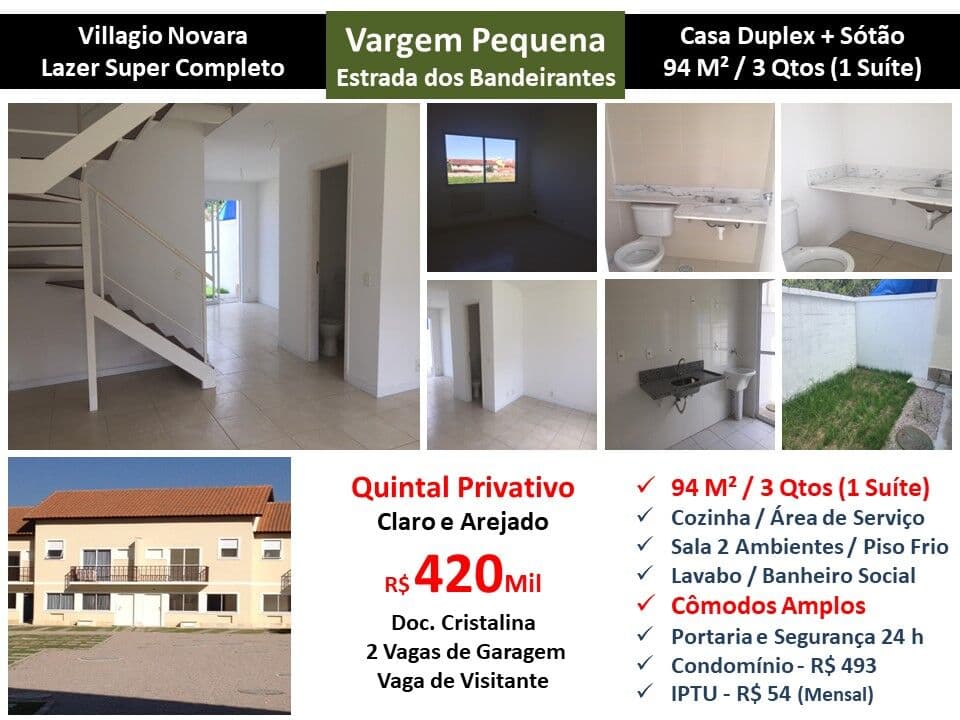 Casa Vargem Grande Villagio Novara 94M²
