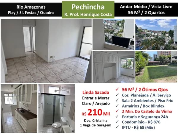 Apto JPA Pechincha Henrique Rio Amazonas 56M²