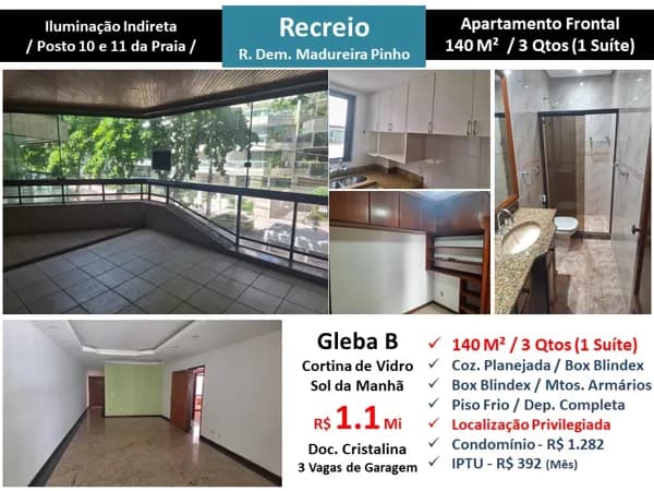 Apto Recreio Gleba B Praia Madureira Pinho 140M²