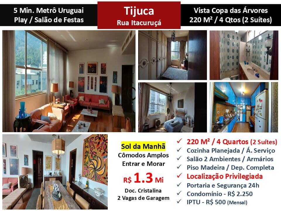 Apto Tijuca Itacuruça 220M²
