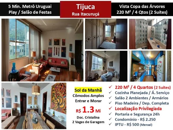 Apto Tijuca Itacuruça 220M²