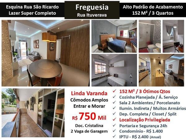 Apto JPA Freguesia Ituverava 152M²