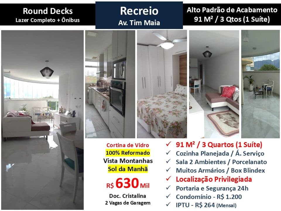 Apto Recreio Zico Round Decks 91M² 2