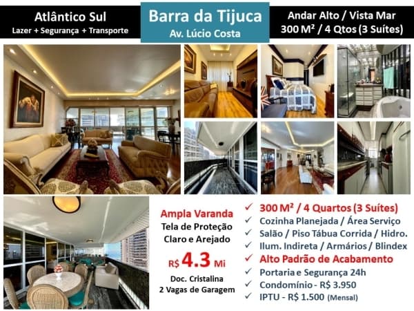 Apto Barra da Tijuca Praia Atlântico Sul 300M² 3