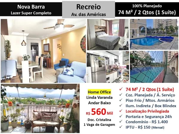 Apto Recreio Nova Barra 74M²