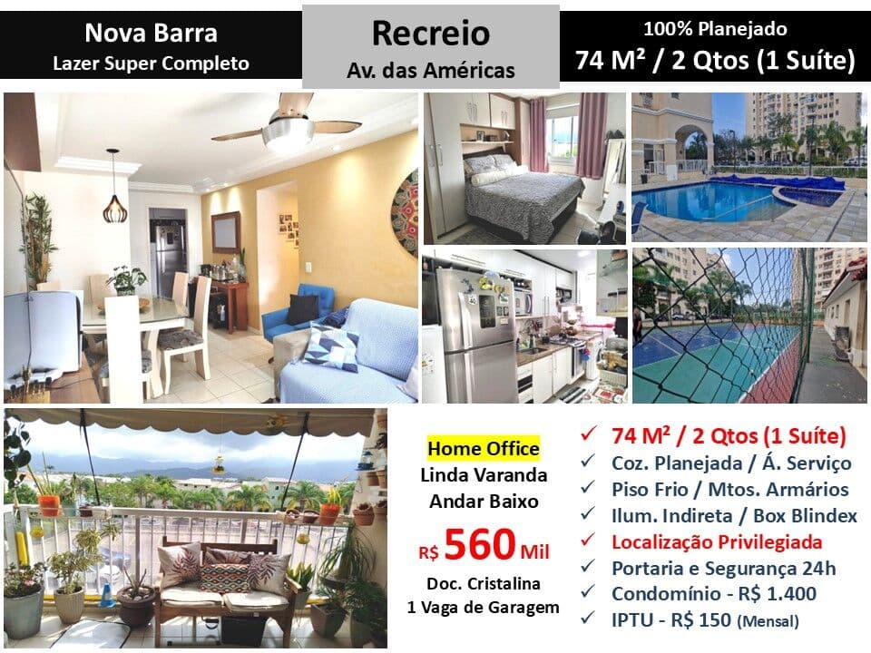 Apto Recreio Nova Barra 74M²