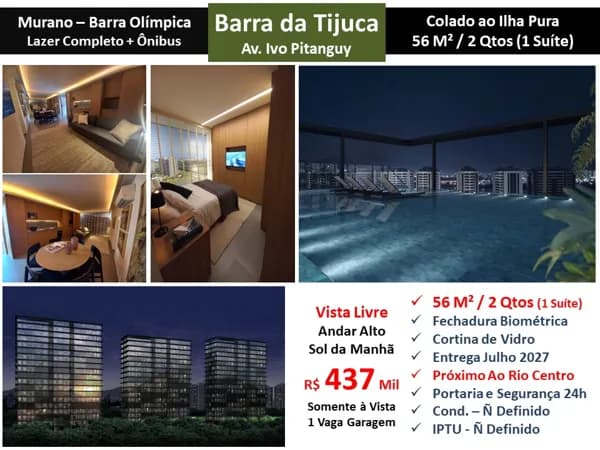 Apto Barra da Tijuca Camorim Murano 56M²