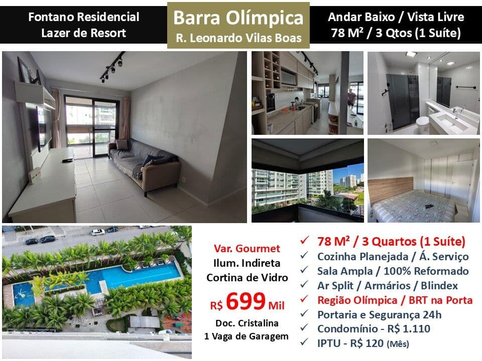 Apto Barra da Tijuca Curicica Fontano 78M²