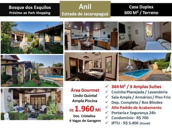 Casa JPA Anil Bosque dos Esquilos 364M²