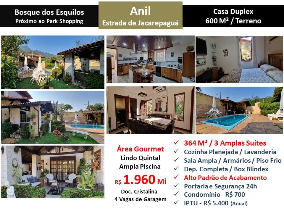 Casa JPA Anil Bosque dos Esquilos 364M²