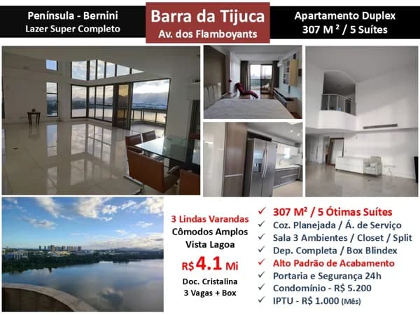 Apto Barra da Tijuca Península Bernini 307M²