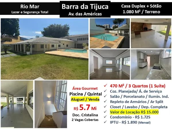 Casa Barra da Tijuca Rio Mar 470M²