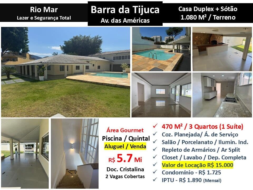 Casa Barra da Tijuca Rio Mar 470M²