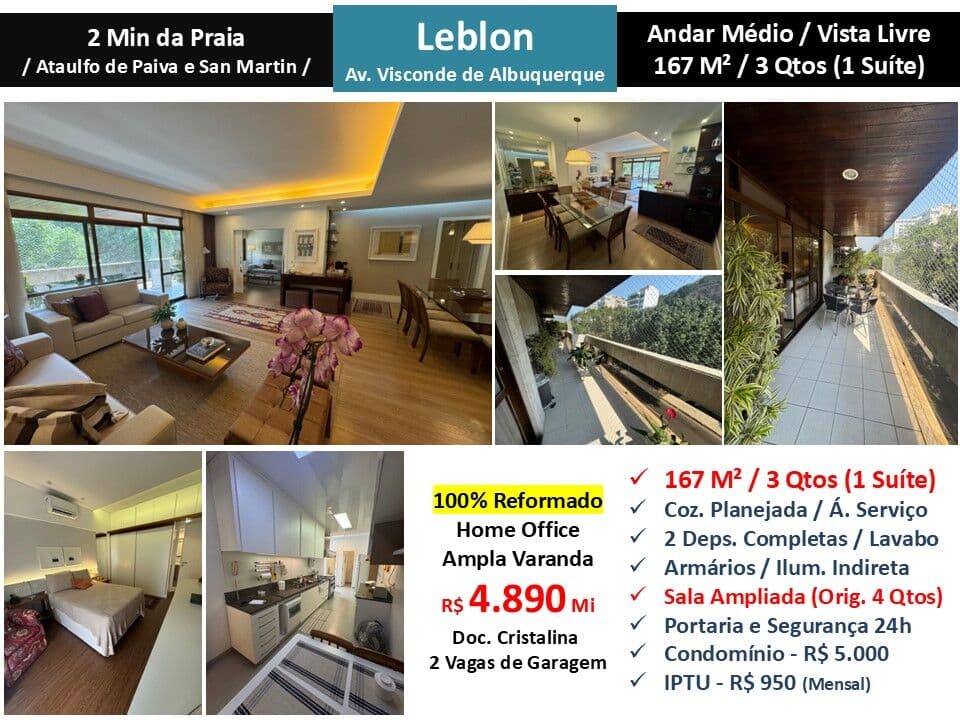 Apto Leblon Visconde de Albuquerque 167M²