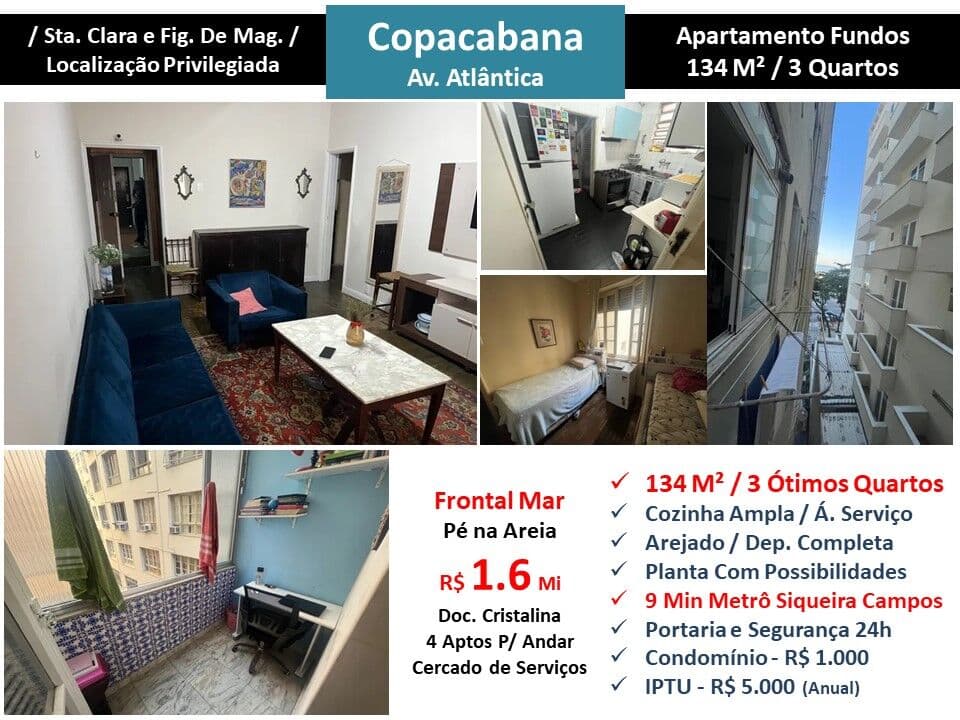 Apto Copacabana Praia Atlântica 134M² 2